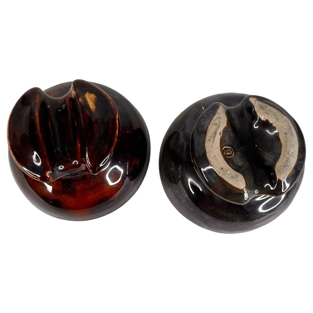 2 Ceramic Insulator Saddle Top Gray Brown Black Drip Glaze B Telephone Wire VTG - Picture 5 of 7